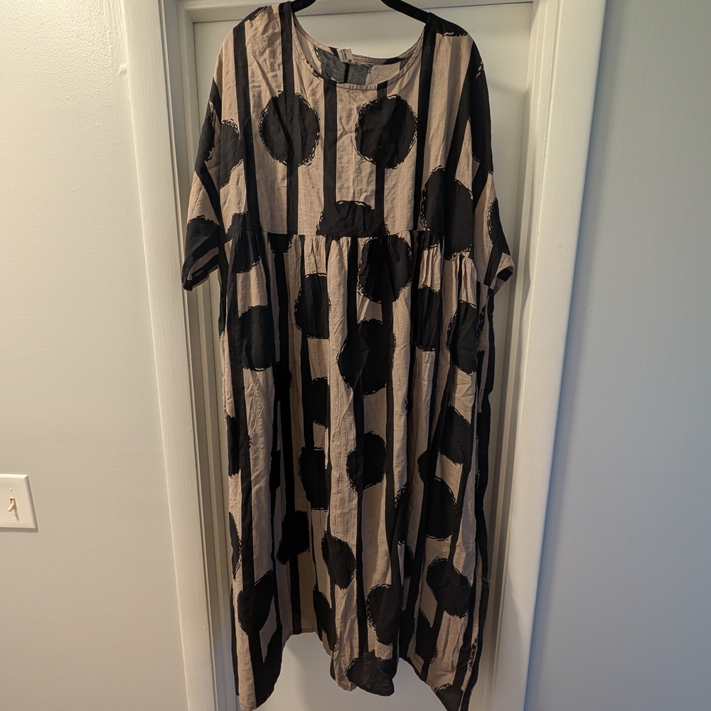 Beige And Black Polka Dot Dress